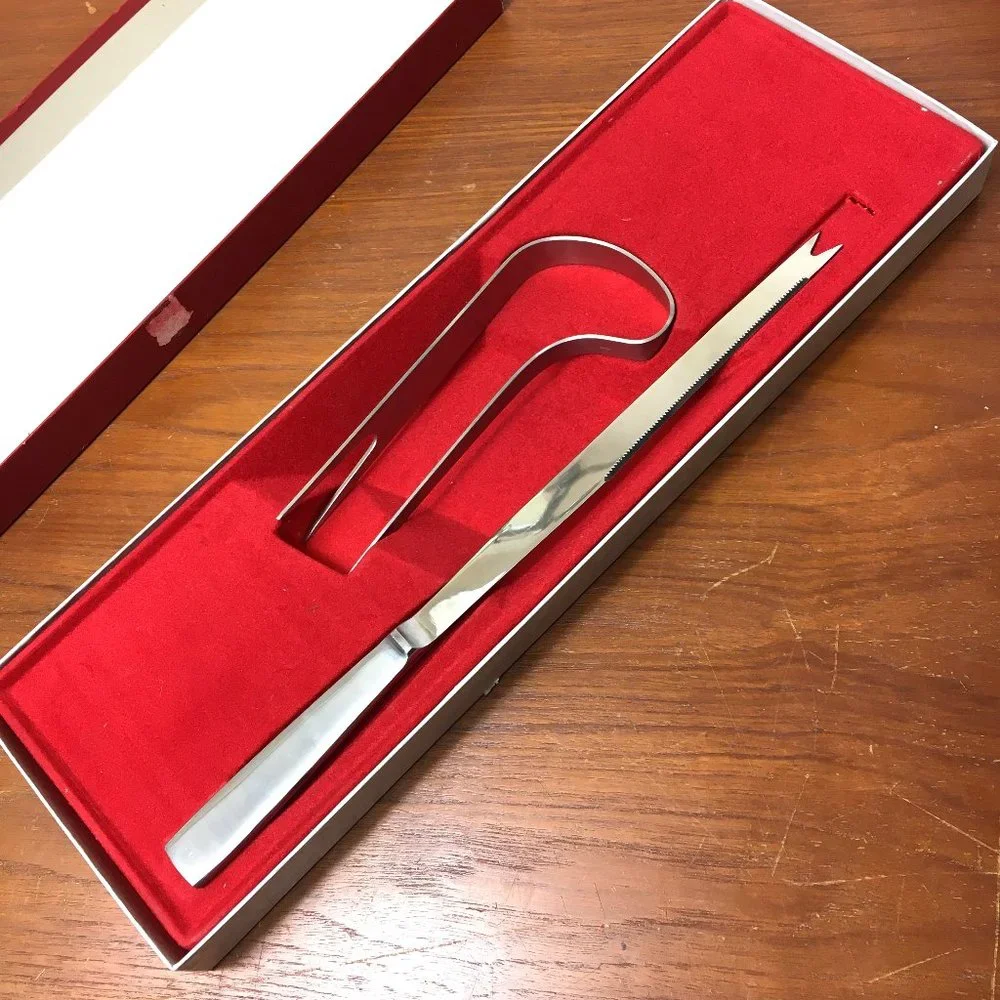 LANTANA Capri Italy Carving Set  70's MCM Stainless Steel Vtg